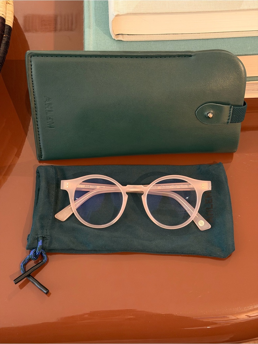 AHLEM Eyewear Rue Charlot Blushed Pink Blue Light Glasses + Sleeve + Case